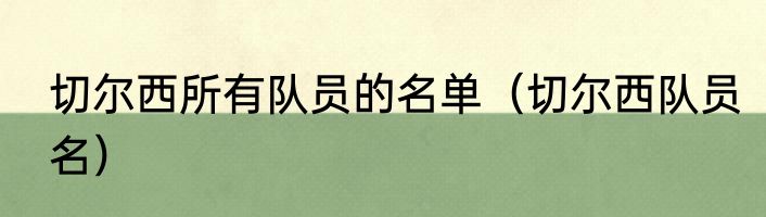 切尔西所有队员的名单（切尔西队员名）