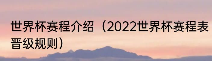 世界杯赛程介绍（2022世界杯赛程表晋级规则）