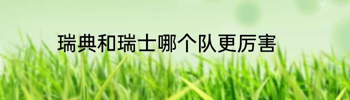 瑞典和瑞士哪个队更厉害