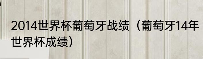 2014世界杯葡萄牙战绩（葡萄牙14年世界杯成绩）