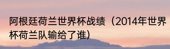 阿根廷荷兰世界杯战绩（2014年世界杯荷兰队输给了谁）