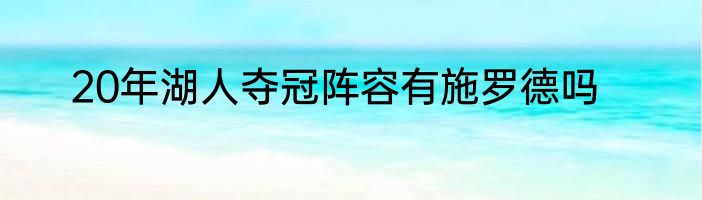 20年湖人夺冠阵容有施罗德吗