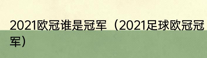 2021欧冠谁是冠军（2021足球欧冠冠军）