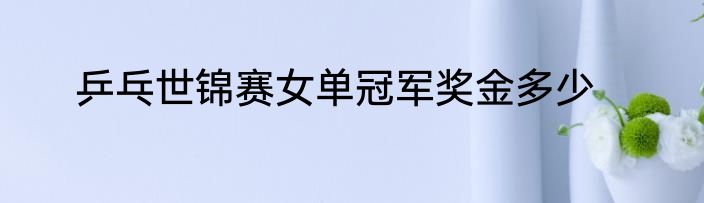 乒乓世锦赛女单冠军奖金多少