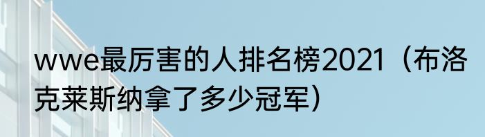 wwe最厉害的人排名榜2021（布洛克莱斯纳拿了多少冠军）