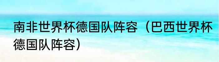 南非世界杯德国队阵容（巴西世界杯德国队阵容）