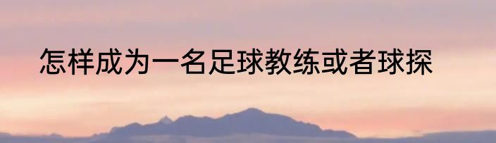 怎样成为一名足球教练或者球探