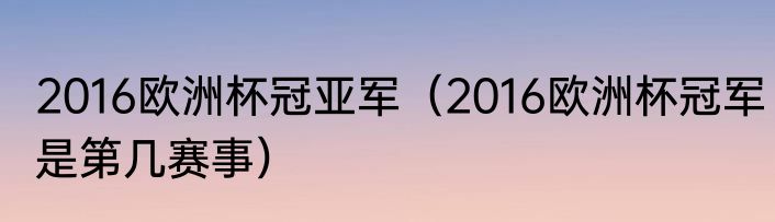 2016欧洲杯冠亚军（2016欧洲杯冠军是第几赛事）
