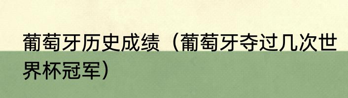 葡萄牙历史成绩（葡萄牙夺过几次世界杯冠军）