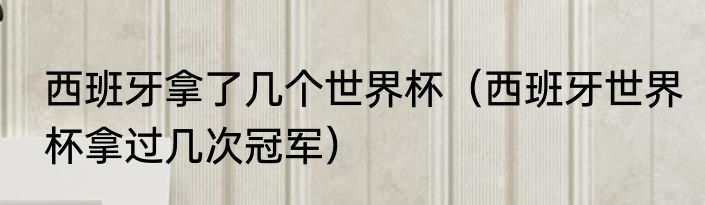 西班牙拿了几个世界杯（西班牙世界杯拿过几次冠军）