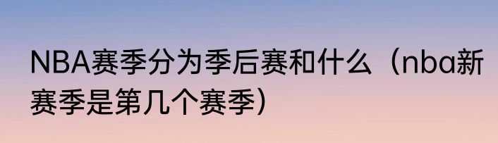 NBA赛季分为季后赛和什么（nba新赛季是第几个赛季）