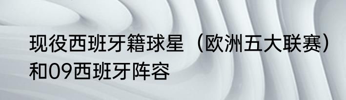 现役西班牙籍球星（欧洲五大联赛）和09西班牙阵容