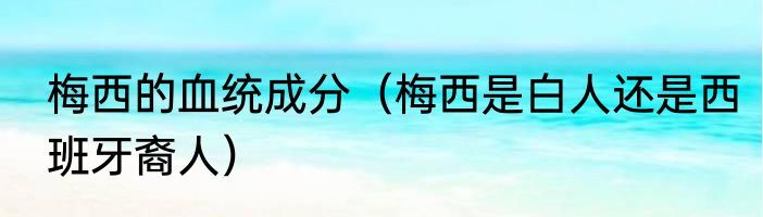 梅西的血统成分（梅西是白人还是西班牙裔人）