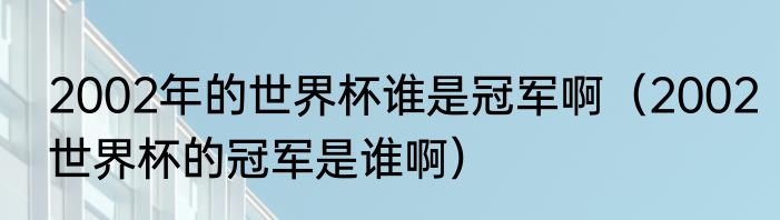 2002年的世界杯谁是冠军啊（2002世界杯的冠军是谁啊）