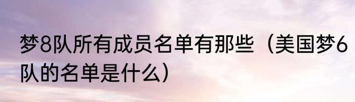 梦8队所有成员名单有那些（美国梦6队的名单是什么）