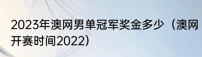 2023年澳网男单冠军奖金多少（澳网开赛时间2022）