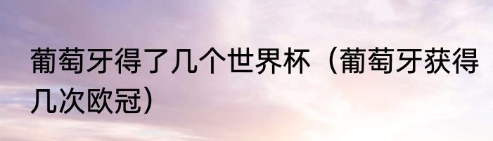 葡萄牙得了几个世界杯（葡萄牙获得几次欧冠）