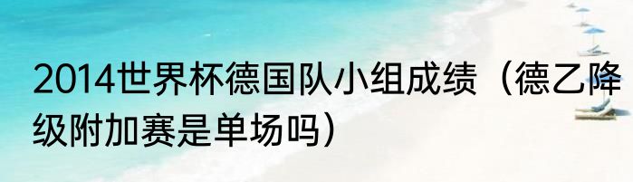 2014世界杯德国队小组成绩（德乙降级附加赛是单场吗）