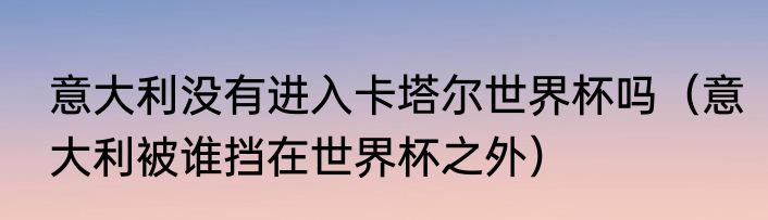 意大利没有进入卡塔尔世界杯吗（意大利被谁挡在世界杯之外）