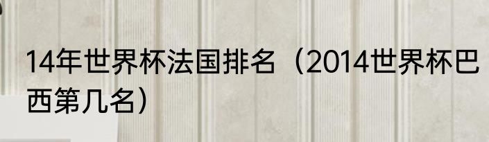 14年世界杯法国排名（2014世界杯巴西第几名）