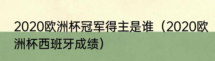 2020欧洲杯冠军得主是谁（2020欧洲杯西班牙成绩）