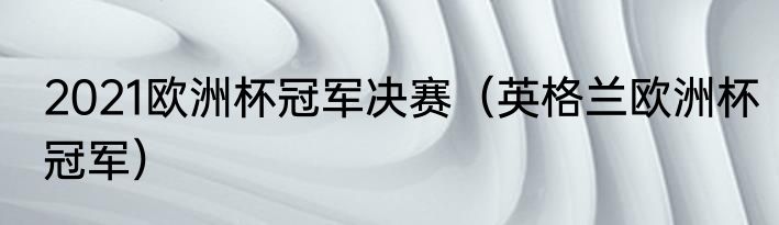 2021欧洲杯冠军决赛（英格兰欧洲杯冠军）