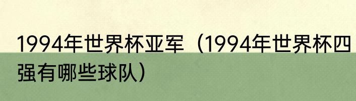 1994年世界杯亚军（1994年世界杯四强有哪些球队）
