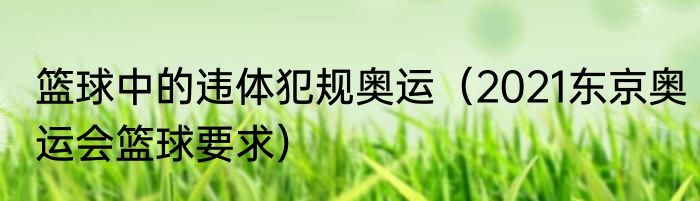 篮球中的违体犯规奥运（2021东京奥运会篮球要求）