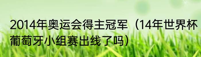 2014年奥运会得主冠军(14年世界杯葡萄牙小组赛出线了吗)