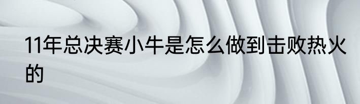 11年总决赛小牛是怎么做到击败热火的