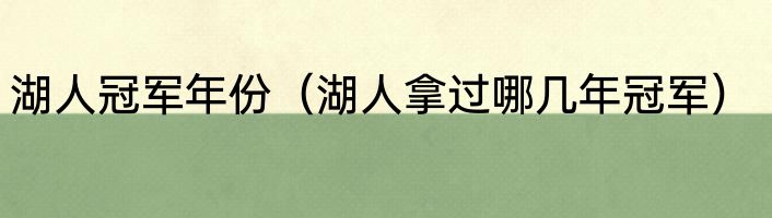 湖人冠军年份（湖人拿过哪几年冠军）