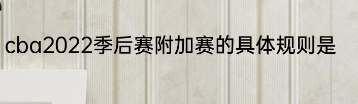 cba2022季后赛附加赛的具体规则是