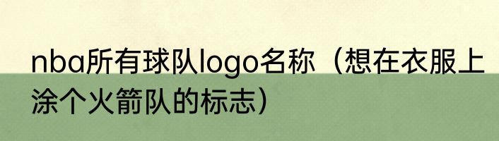 nba所有球队logo名称（想在衣服上涂个火箭队的标志）