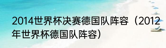 2014世界杯决赛德国队阵容（2012年世界杯德国队阵容）