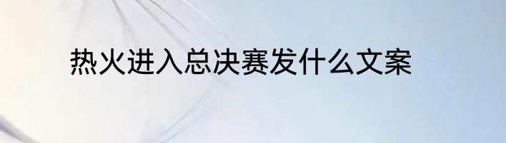 热火进入总决赛发什么文案