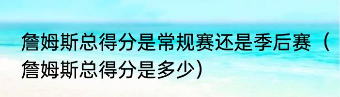 詹姆斯总得分是常规赛还是季后赛（詹姆斯总得分是多少）