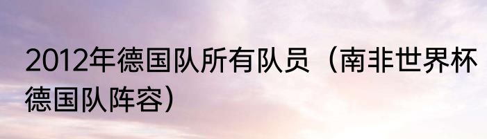 2012年德国队所有队员（南非世界杯德国队阵容）