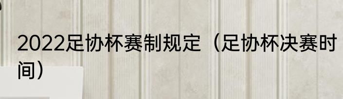 2022足协杯赛制规定（足协杯决赛时间）