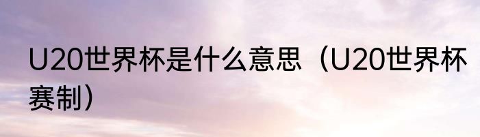U20世界杯是什么意思（U20世界杯赛制）