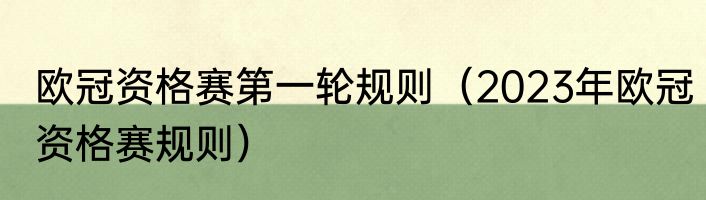 欧冠资格赛第一轮规则（2023年欧冠资格赛规则）
