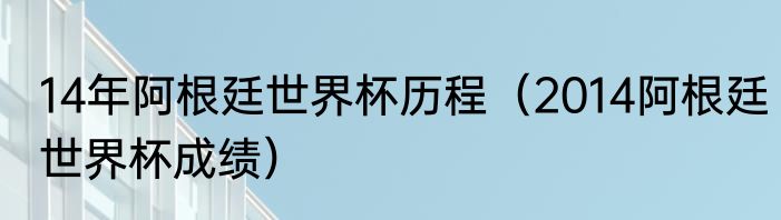 14年阿根廷世界杯历程（2014阿根廷世界杯成绩）