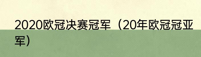 2020欧冠决赛冠军（20年欧冠冠亚军）