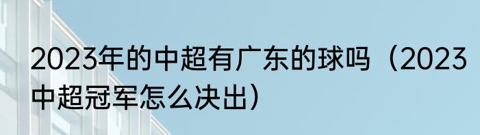 2023年的中超有广东的球吗（2023中超冠军怎么决出）