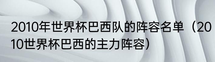 2010年世界杯巴西队的阵容名单（2010世界杯巴西的主力阵容）
