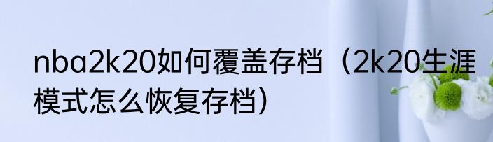 nba2k20如何覆盖存档（2k20生涯模式怎么恢复存档）