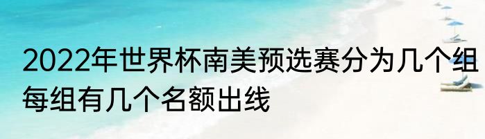 2022年世界杯南美预选赛分为几个组每组有几个名额出线