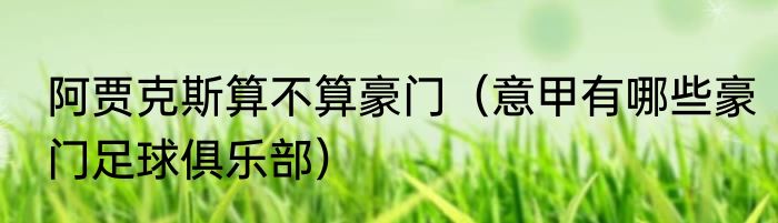 阿贾克斯算不算豪门（意甲有哪些豪门足球俱乐部）