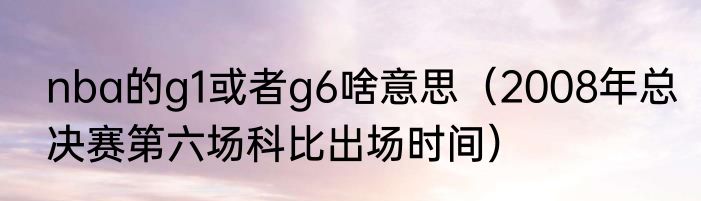 nba的g1或者g6啥意思（2008年总决赛第六场科比出场时间）