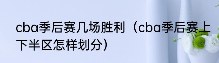 cba季后赛几场胜利（cba季后赛上下半区怎样划分）