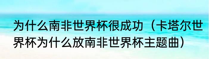 为什么南非世界杯很成功（卡塔尔世界杯为什么放南非世界杯主题曲）